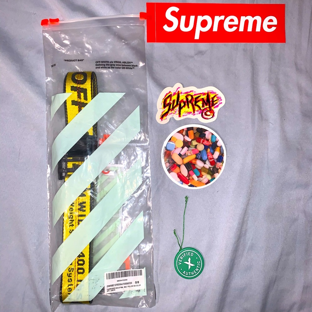 Off-White Industrial BELT & SUPREME stickers